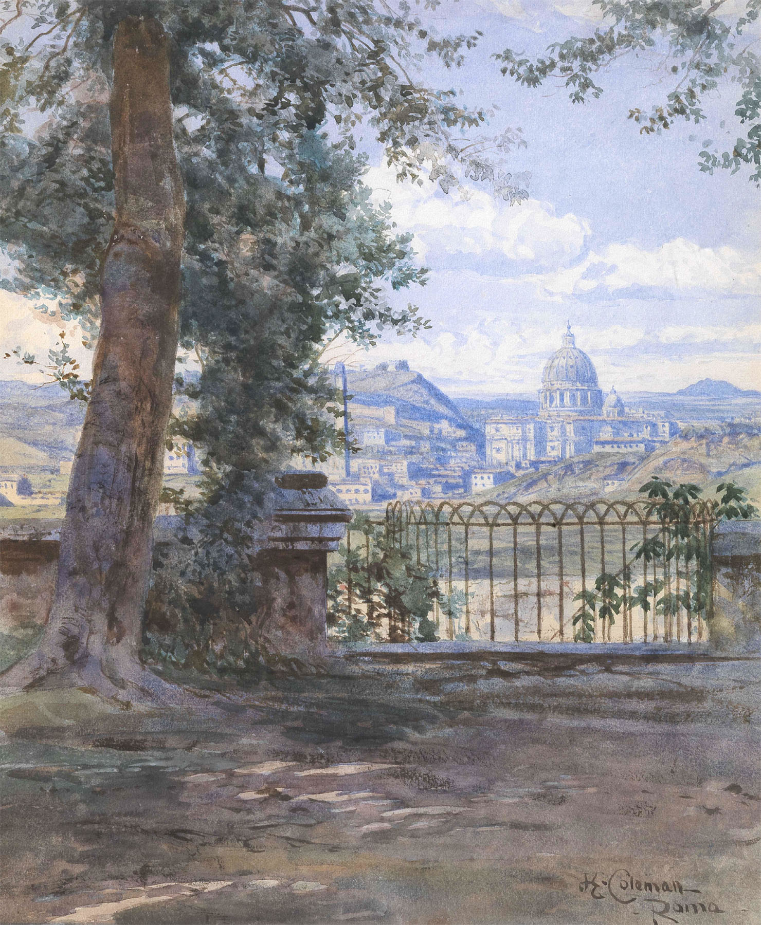 Enrico Coleman,Vue de Rome depuis la Villa Pamphilj ( ?, avant 1911, date indéterminée)